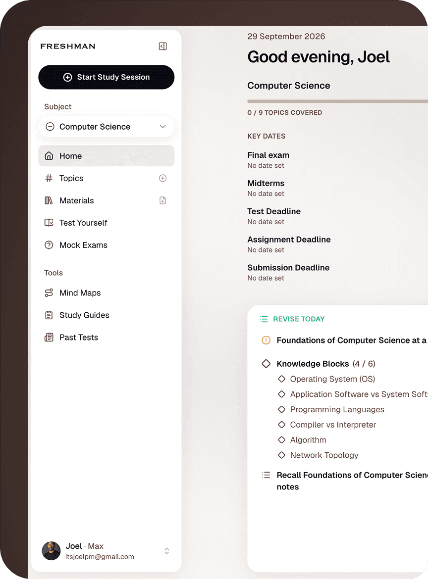 Die Freshman-Desktop-App mit einem 9-Wochen-Lernplan